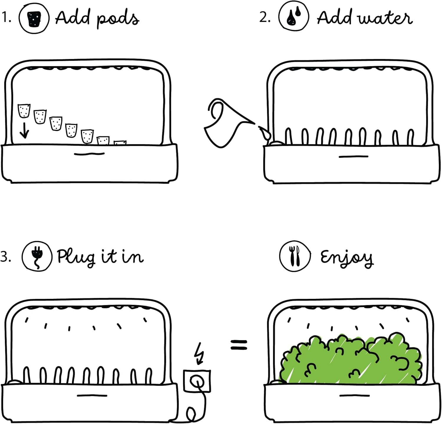 Ogród kryty Click and Grow, system uprawy łatwiejszy niż hydroponiczny, inteligentny ogród LED, ogród ziołowy, szklarnia wewnętrzna z 9 kapsułkami dla roślin w zestawie (biała)