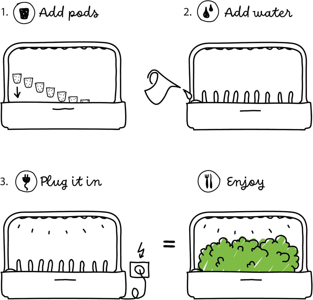 Ogród kryty Click and Grow, system uprawy łatwiejszy niż hydroponiczny, inteligentny ogród LED, ogród ziołowy, szklarnia wewnętrzna z 9 kapsułkami dla roślin w zestawie (biała)