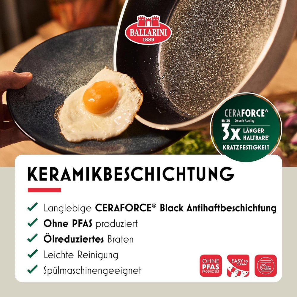 Tigaie Ledro, 24 cm, aluminiu, potrivită pentru inducție, strat ceramic antiaderent, Thermopoint, Made in Italy, bej Oale si Tigai Naty Shop