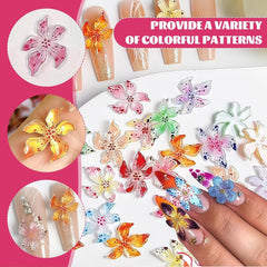 50 Stück 3D Blume Nail Charms Set, Bunte Nageldesign Zubehör, Nägel Charms Und Nagel Art Charms, Perfekt Für Nailart, Maniküre Dekoration Und DIY Nageldesign