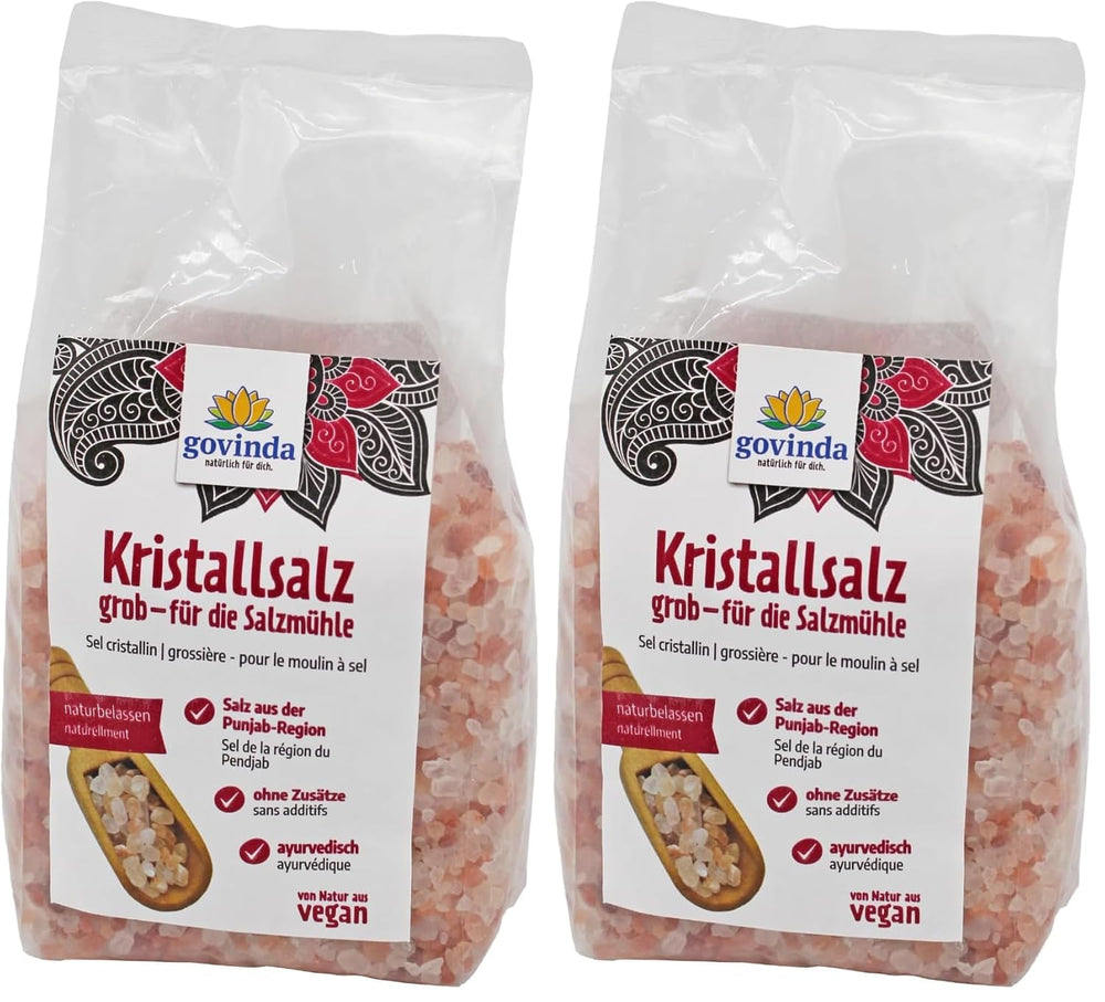 Govinda Kristallsalz - gruba (1kg) | 250 milionów dolarów alt | Region Salz aus der Pendżab | 100% naturalnego piękna i ohne Zusätze | Ajurweda | wegańskie | Idealny do młyna solnego