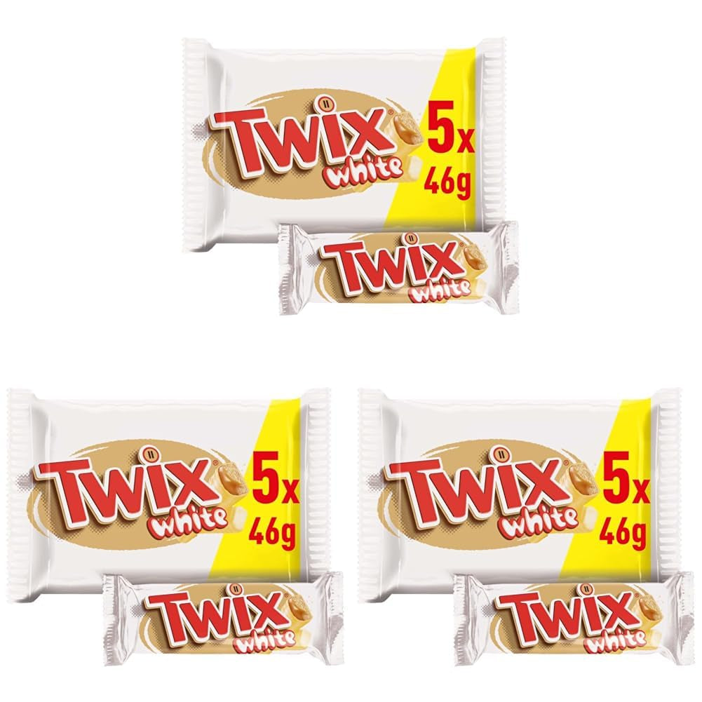 Twix tabliczki białej czekolady; karmel, ciastka, biała czekolada; wielokrotne opakowanie czekoladek; 5 batonów (5 x 46 g)