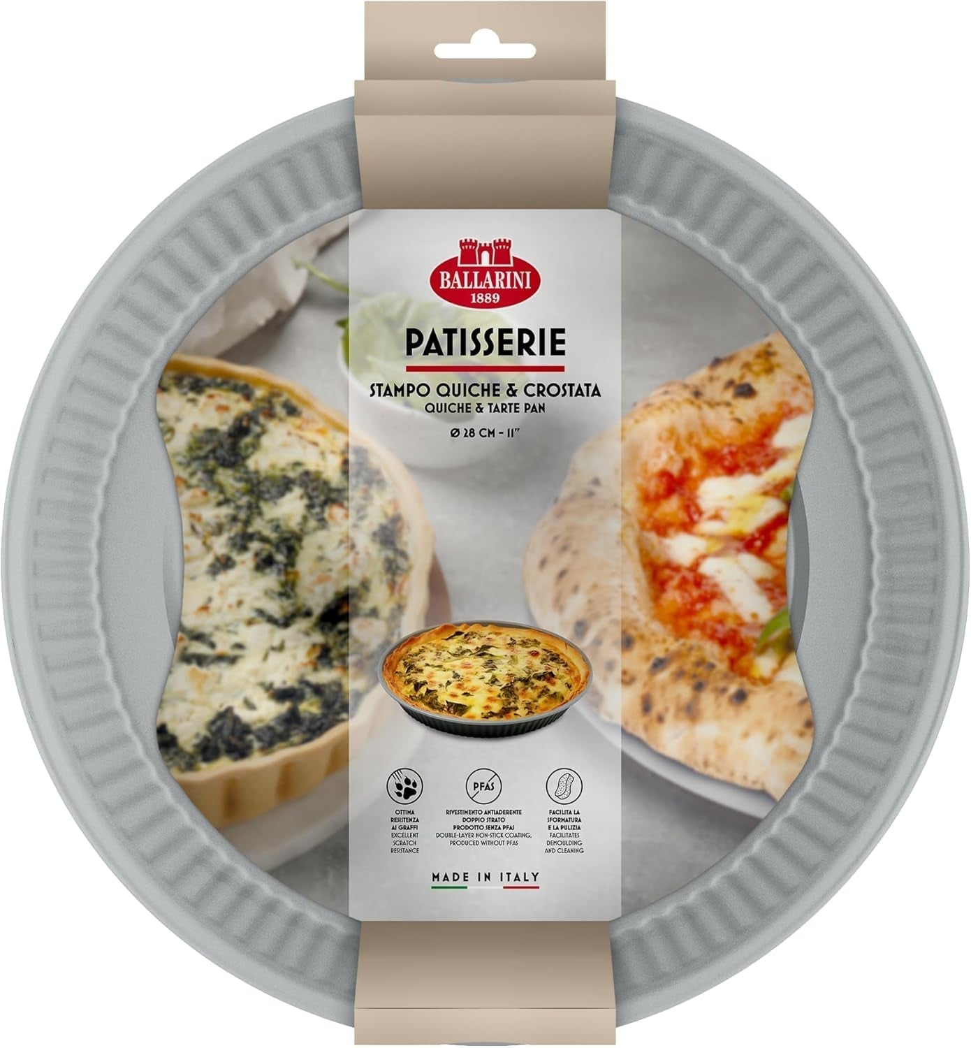 Ballarini, Blacha do pieczenia, różne modele Formy i blachy do pieczenia Naty Shop Szara Forma do tarty quiche 28 cm
