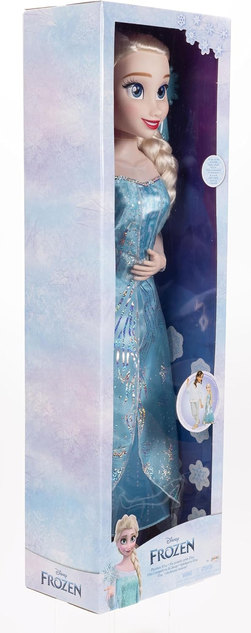 Păpușa uriașă Disney Frozen Playdate Elsa, 80 cm, de Jakks Pacific, păpușă complet articulată cu 11 puncte de articulație, inclusiv perie de păr și accesorii