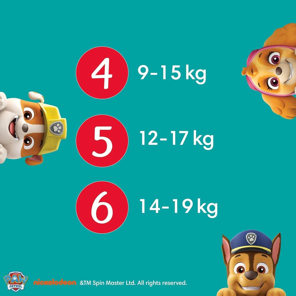 Pieluszki Pampers Paw Patrol Spodnie rozm. 5 (12-17Kg) Baby-Dry, Junior z kieszenią Stop and Protect, BOX MIESIĘCZNY, 160 pieluszek Naty Shop