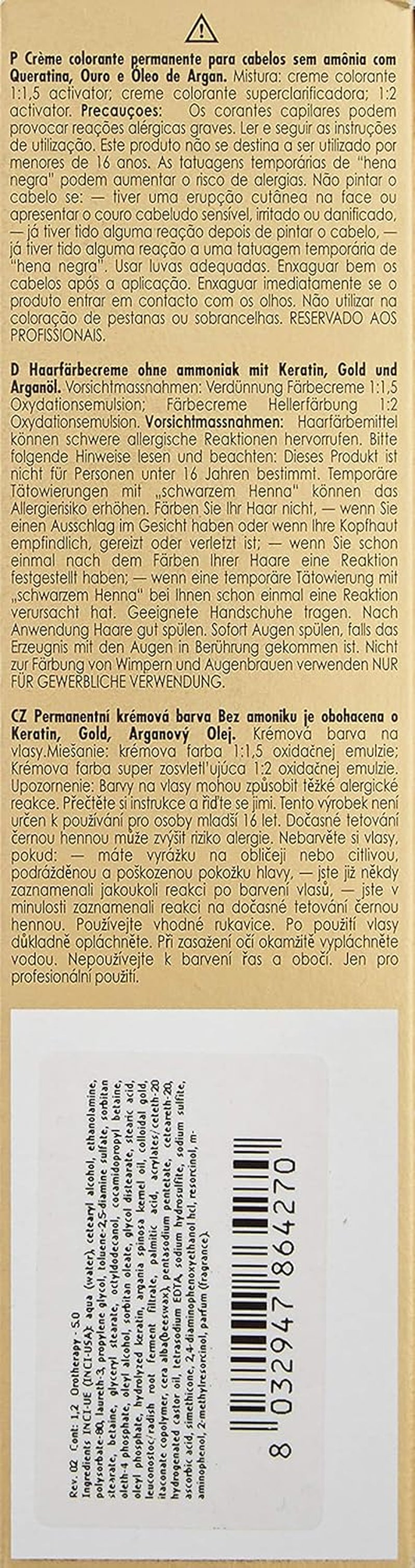 Fanola Oro Therapy Color Keratin 5.0 100ml Vopsea pentru par Naty Shop