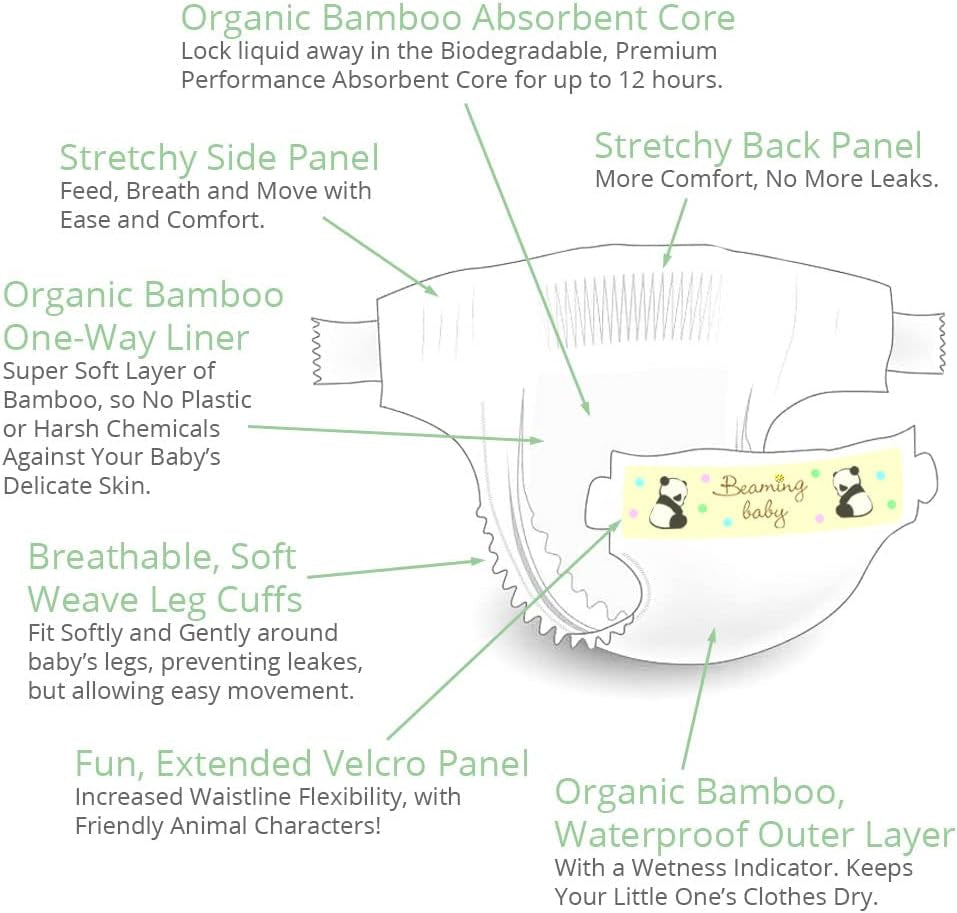 Organiczne pieluszki bambusowe rozmiar 6. Odpowiednie dla 16+kg pieluszek w opakowaniu 20 szt