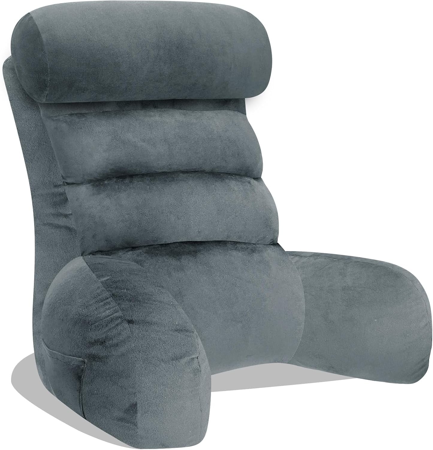 Pernă de citit pentru pat și canapea, pernă de spate pentru pat, pernă de citit cu spătar pentru adulți, confortabilă pentru a sta, a citi și a viziona televizorul pe podea sau pe canapea (Gri închis, 65 * 30cm)