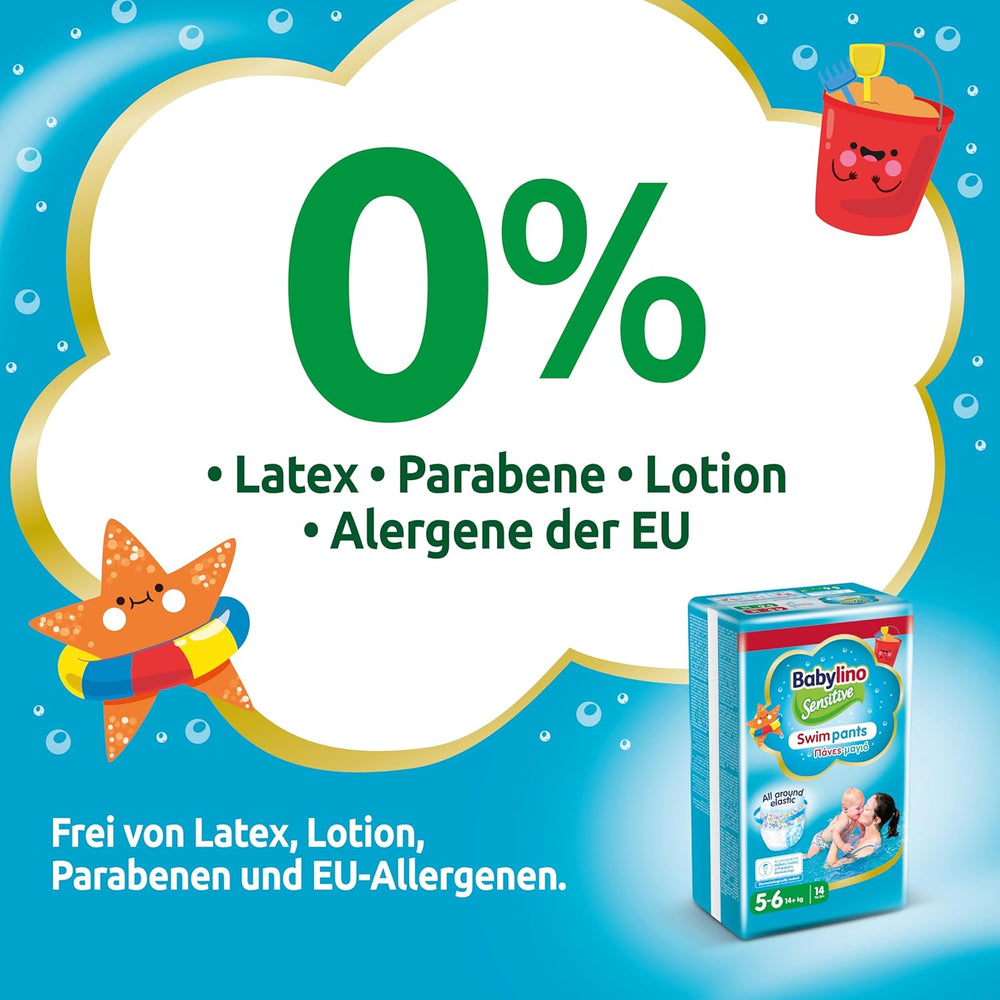 Pieluszki Sensitive Spodnie do pływania, do morza i basenu, rozm. 5-6 (powyżej 14 kg), 84 sztuki