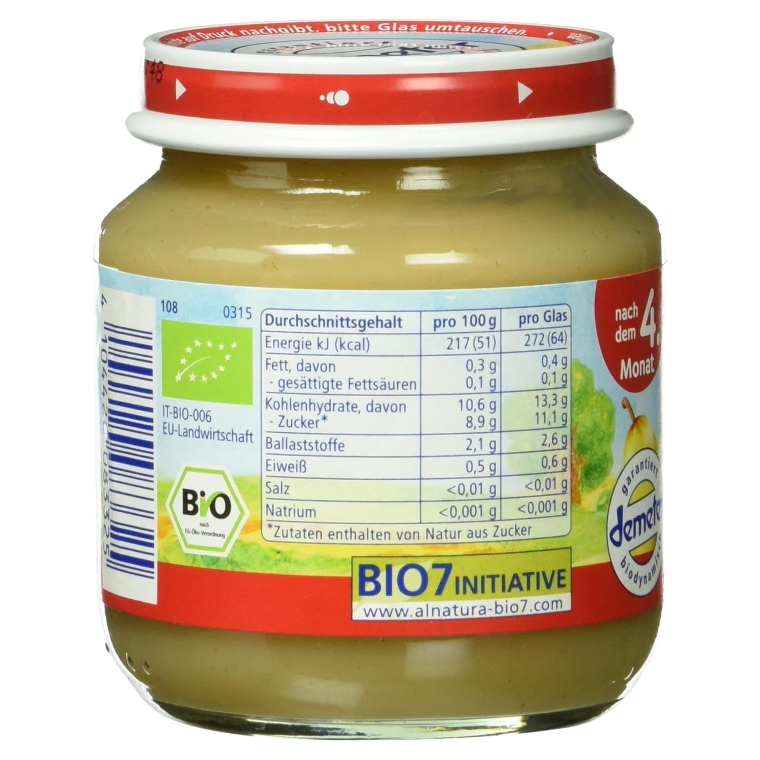 Bio Birne czysty, nach dem 4. Monat, 125g