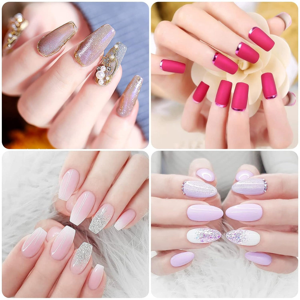 500 de bucăți de vârfuri de unghii artificiale franceze, set de vârfuri de unghii false acrilice, extensii de unghii, vârfuri de unghii, accesorii pentru unghii false cu 4 bucăți de lipici pentru design de unghii, unghii cu gel, naturale