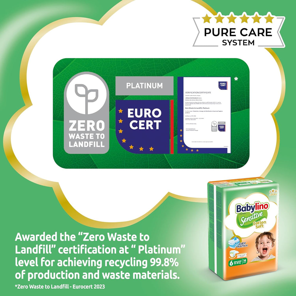 Pieluszki dla wrażliwych dzieci, rozmiar 6, bardzo duże (13-18 kg), 114 pieluszek