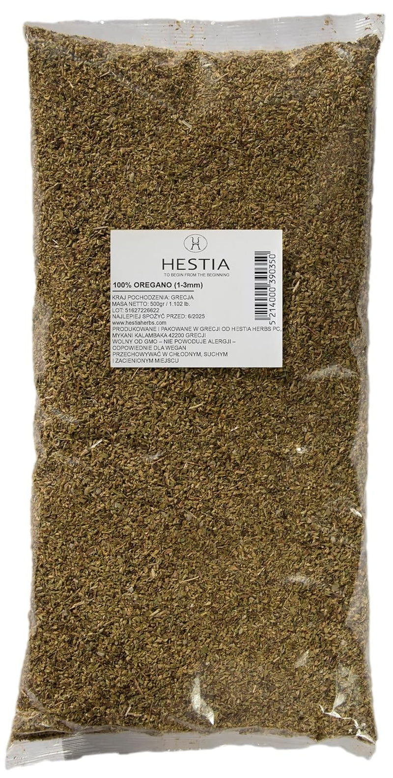 Hestia Herbs Griechischer getrechtenter Oregano 500 g, Allergenfrei – Vegan – GVO-frei