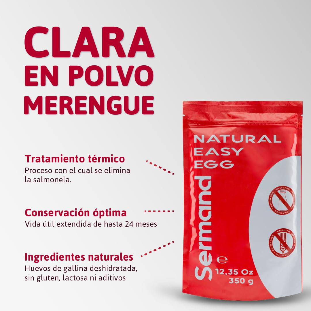 Eiweißpulver für Baiser (350 g) | Pasteurisiertes Eiklar | Getrocknetes Eiweiß | Bez laktozy Bez glutenu | W wiederverschließbarem Zip-Beutel