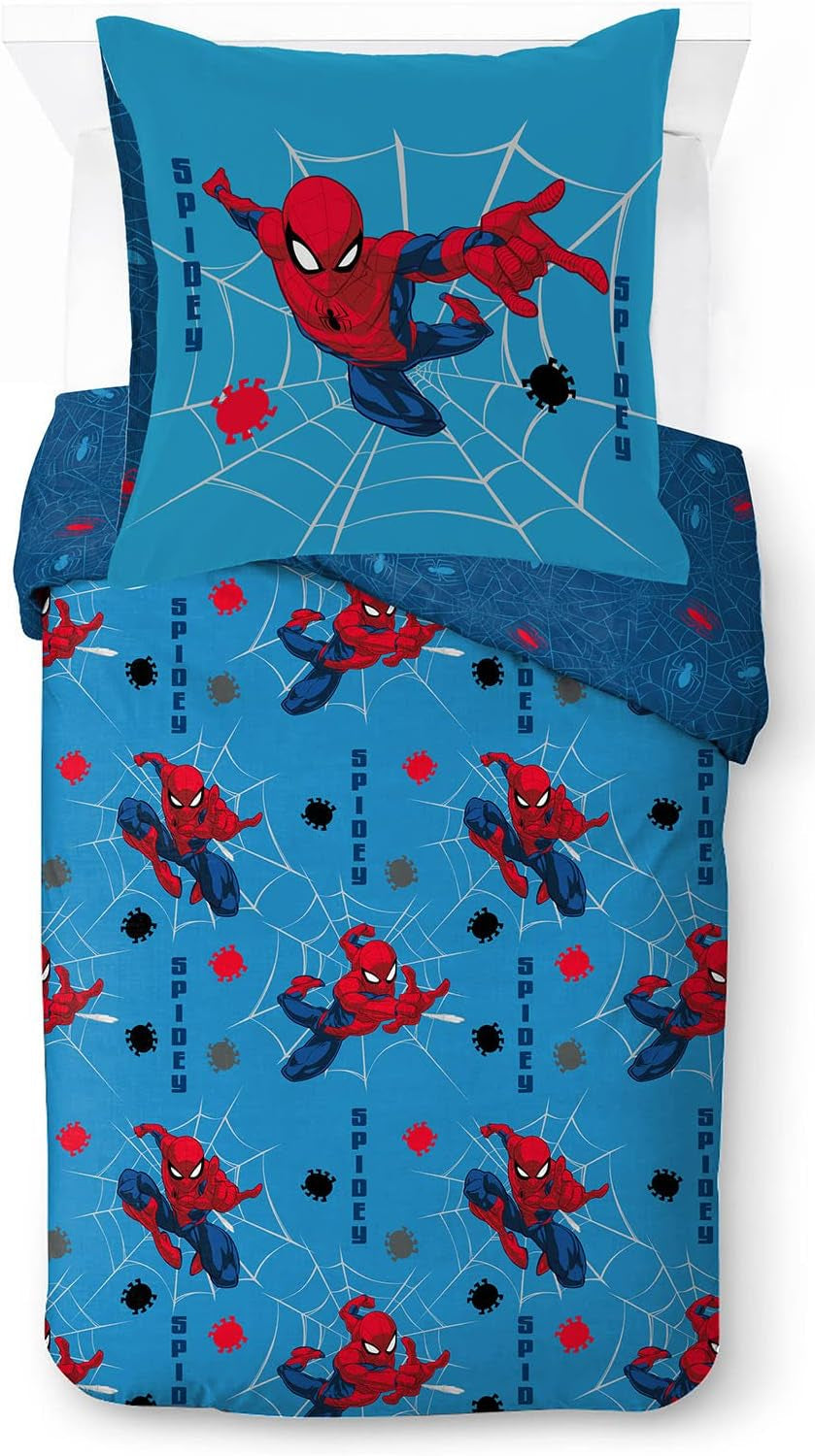 Pościel dla dzieci, Postacie Disneya, 100% bawełna Pościel - dziecięca Naty Shop Blue - Spiderman 135X200/80X80 (2 szt.)