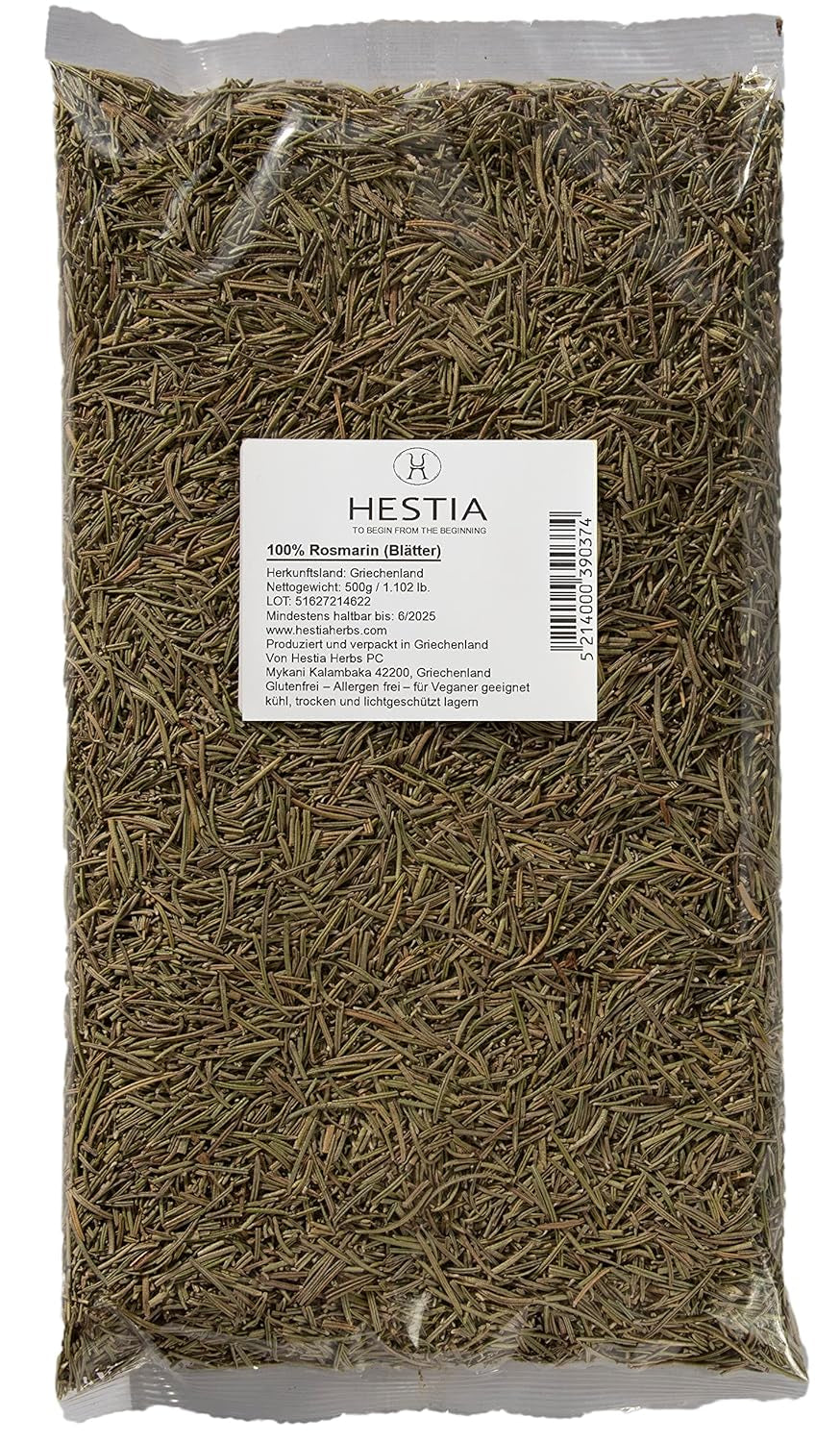 Hestia Herbs Griechischer getrechtenter Oregano 500 g, Allergenfrei – Vegan – GVO-frei
