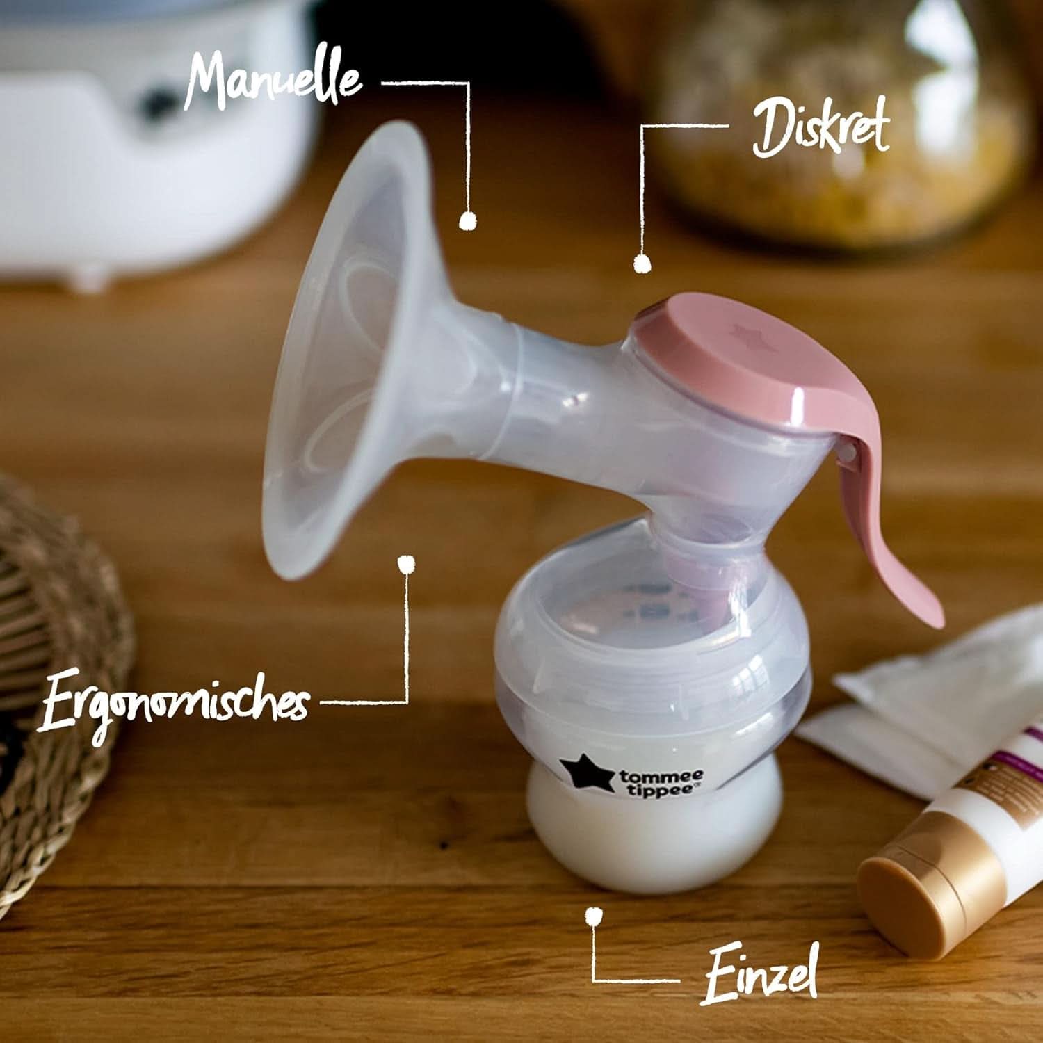 Tommee Tippee Made for Me Manuelle Einzel-Milchpumpe, Starke Saugkraft, Ergonomischer Griff, Tragbare Und Leise Milchpumpe, Samt Babyflasche Akcesoria Żywność i karmienie piersią Sklep Bebe Naty