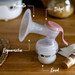 Tommee Tippee Made for Me Manuelle Einzel-Milchpumpe, Starke Saugkraft, Ergonomischer Griff, Tragbare Und Leise Milchpumpe, Samt Babyflasche Akcesoria Żywność i karmienie piersią Sklep Bebe Naty