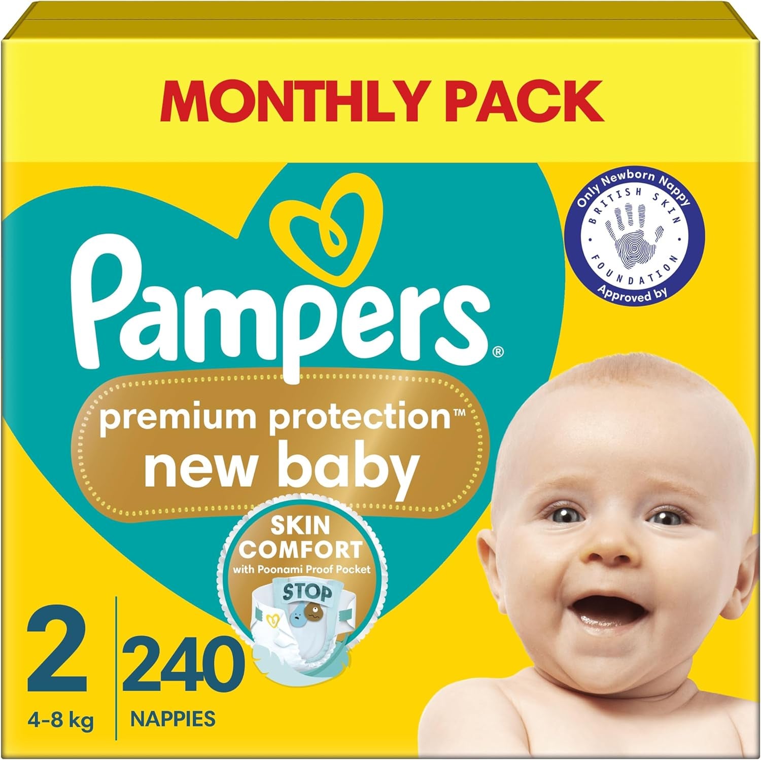 Pampers New Baby rozmiar 1 Noworodek 2-5 kg ​​​​Opakowanie transportowe, opakowanie 4 sztuki (4 x 23 sztuki)