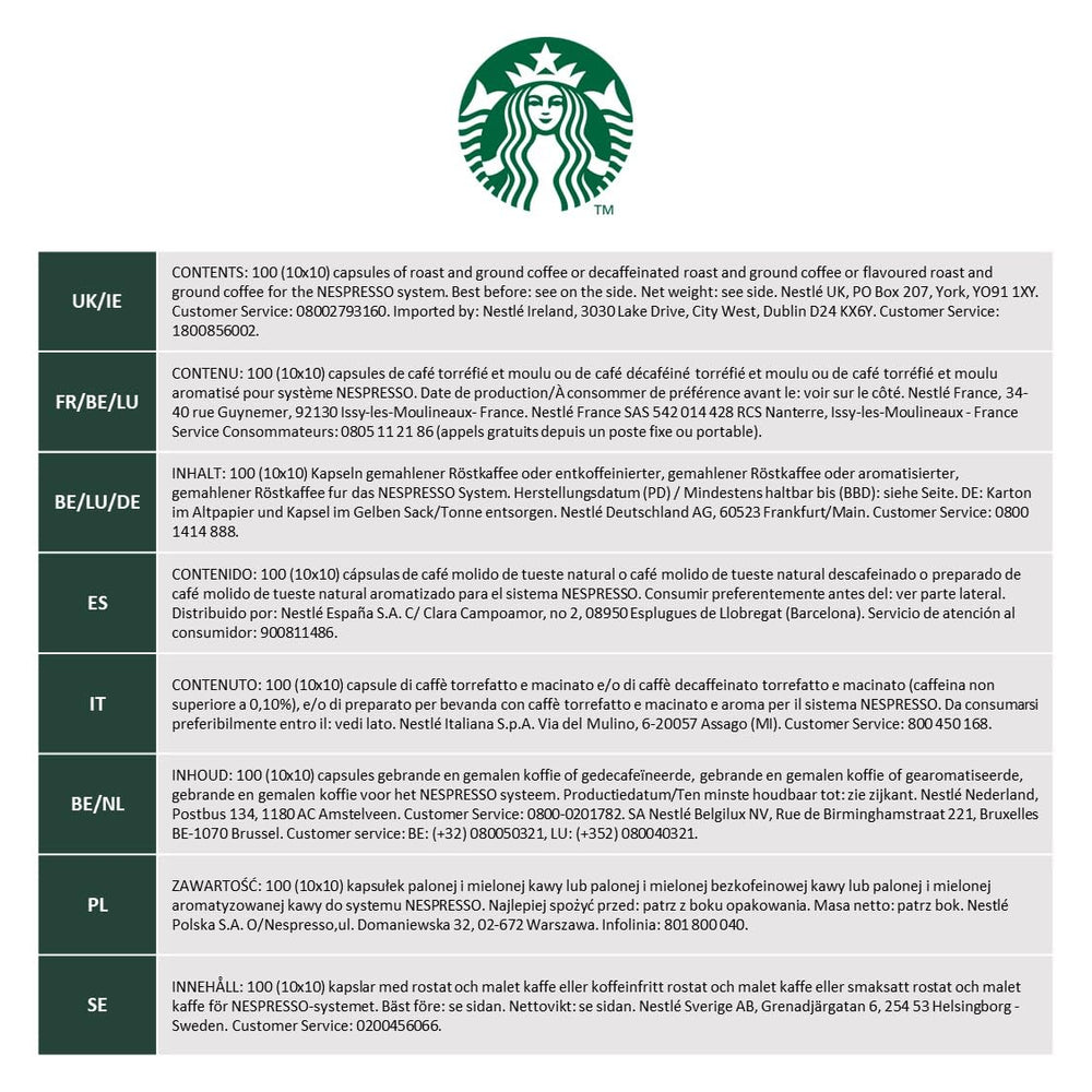 STARBUCKS House Blend by Nespresso, Mittlere Röstung, Kaffeekapseln 10 x 10 (100 Kapseln)