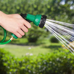 Furtun spiralat Relaxdays, extensibil până la 20 m, furtun flexibil de grădină cu pulverizator de apă, 7 modele de pulverizare, verde