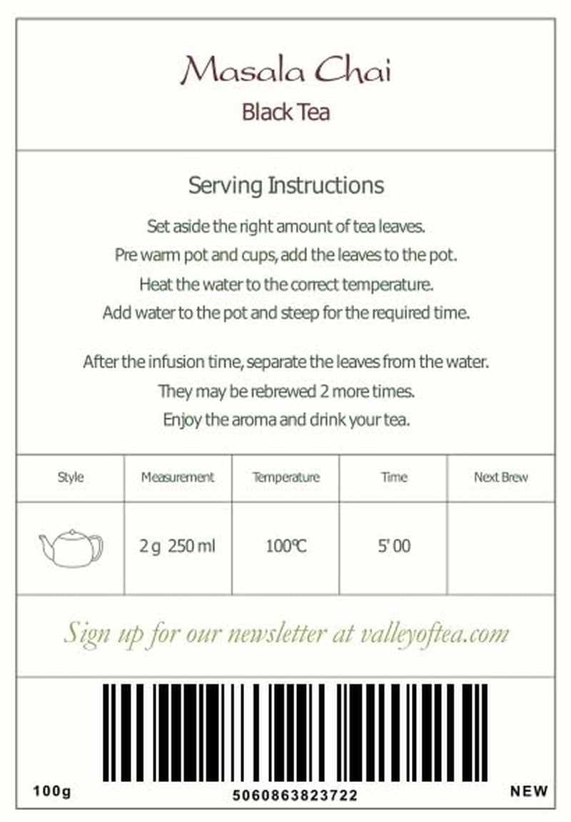 Masala Chai Ceai negru organic - perfect pentru India Latte - amestec indian organic 100 g