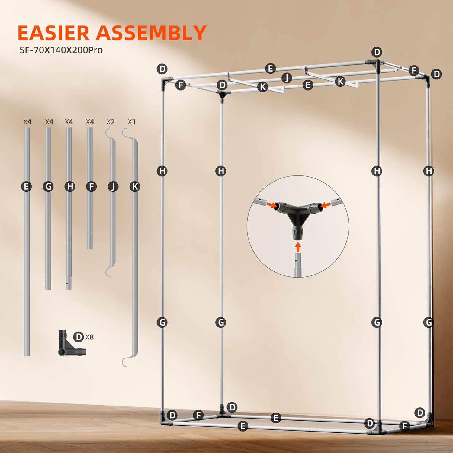 Namiot do uprawy Spider Farmer Pro 70x140x200 cm z drzwiami rolowanymi, oknem obserwacyjnym, zdejmowanym panelem podłogowym, tkaniną Mylar 2000D, do hydroponiki wewnętrznej z SF4000, G4500, SE4500