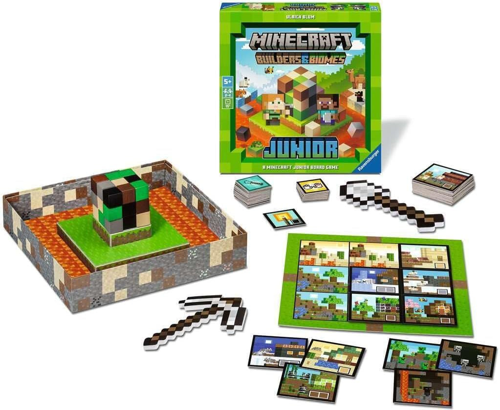 Ravensburger 24615 Minecraft Builders & Biomes Junior - Joc cooperativ pentru copii de la 5 ani în sus, pentru 2-4 jucători
