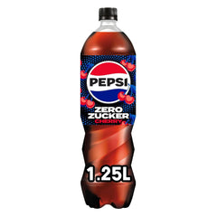Pepsi Zero Sugar Cherry, Napój bezalkoholowy bez cukru, cola z kofeiną o smaku wiśniowym w butelce, zestaw 6 x 1,25 litra Naty Shop