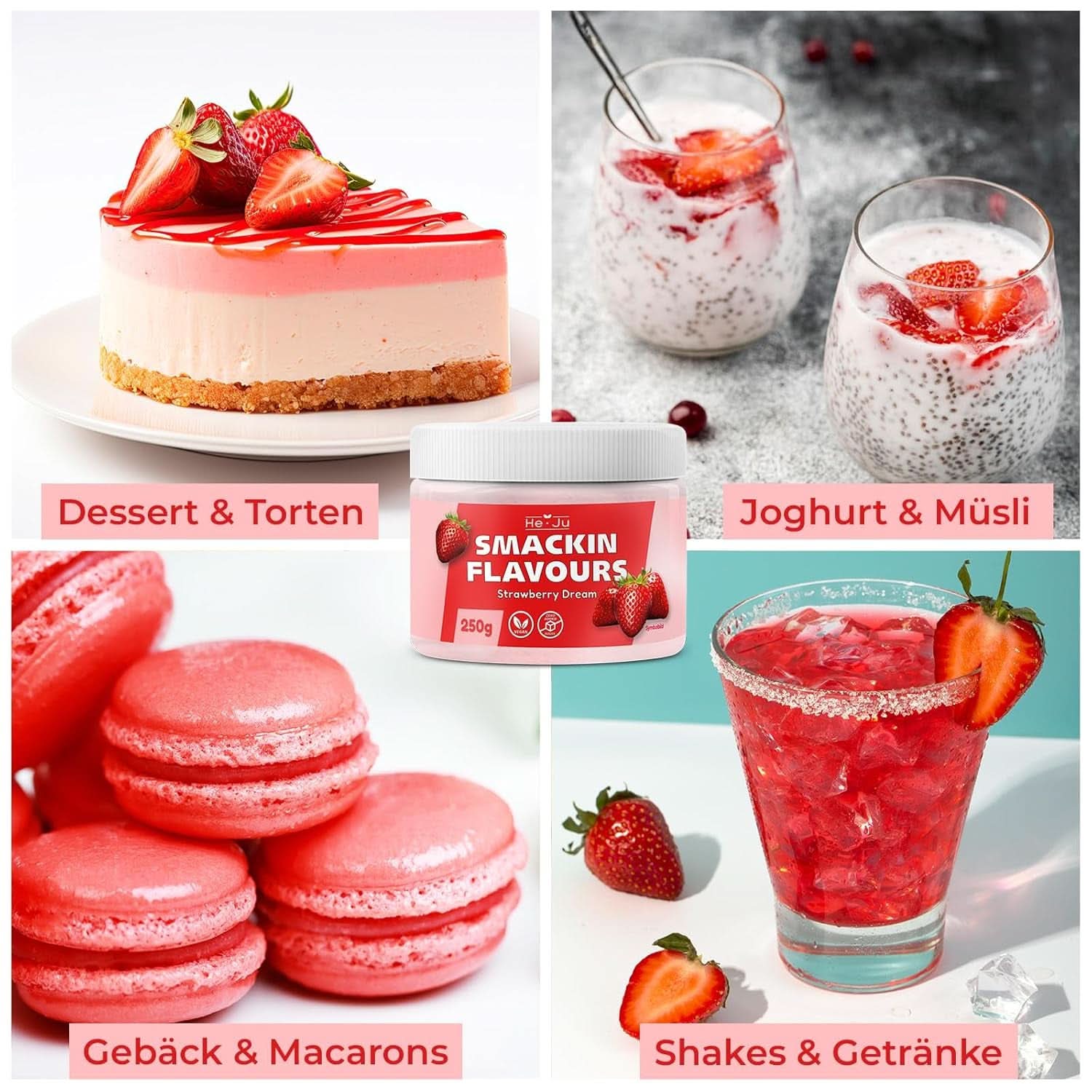 He-Ju, Proszek o smaku truskawkowym, 250 gram Aromas Naty Shop