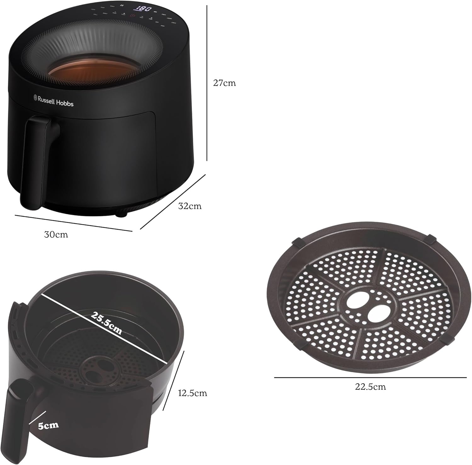 Russell Hobbs Airfryer, 5 litrów, 10 programów, okienko Naty Shop Appliances