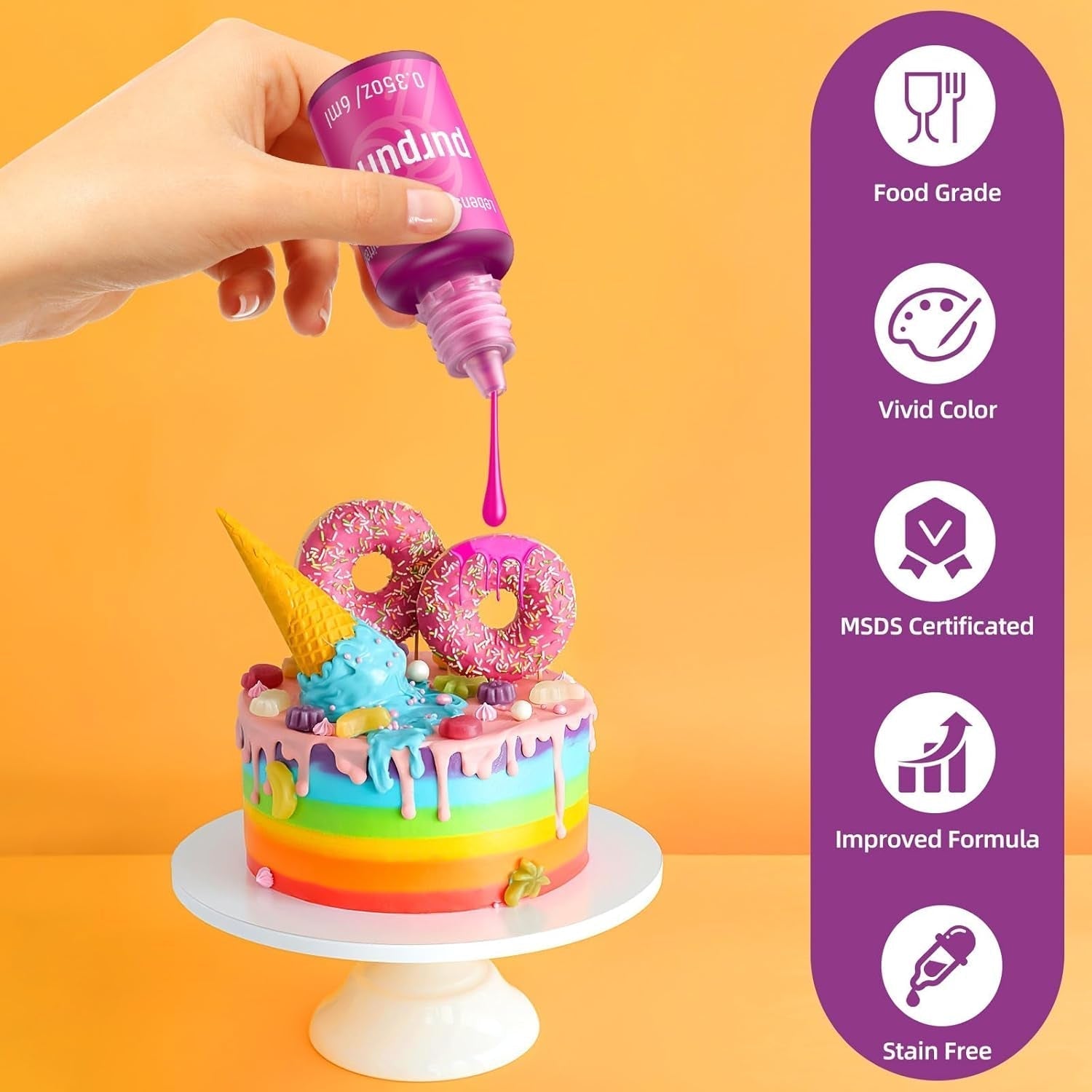 Colorant alimentar 18 culori x 6ml, colorant alimentar lichid, set de coloranți alimentari, culori de copt pentru decorarea torturilor, colorant alimentar pentru torturi, macaroane, glazură, fondant, accesorii de copt DIY