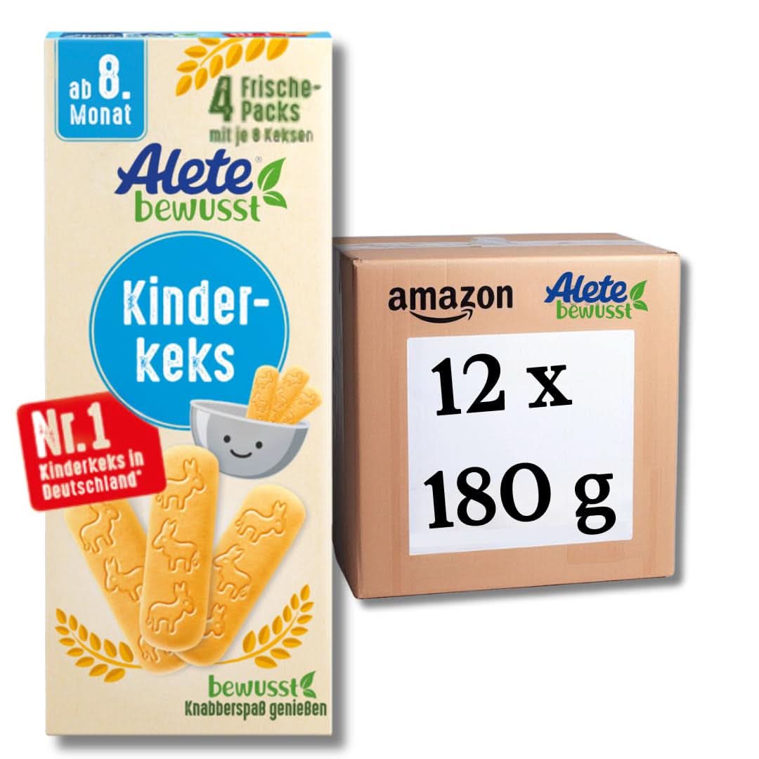 Alete, Ciastka dla dzieci od 8 miesiąca, z masłem pszennym, 180 g Matka i Dziecko Naty Shop Bax 12 x 180 gram