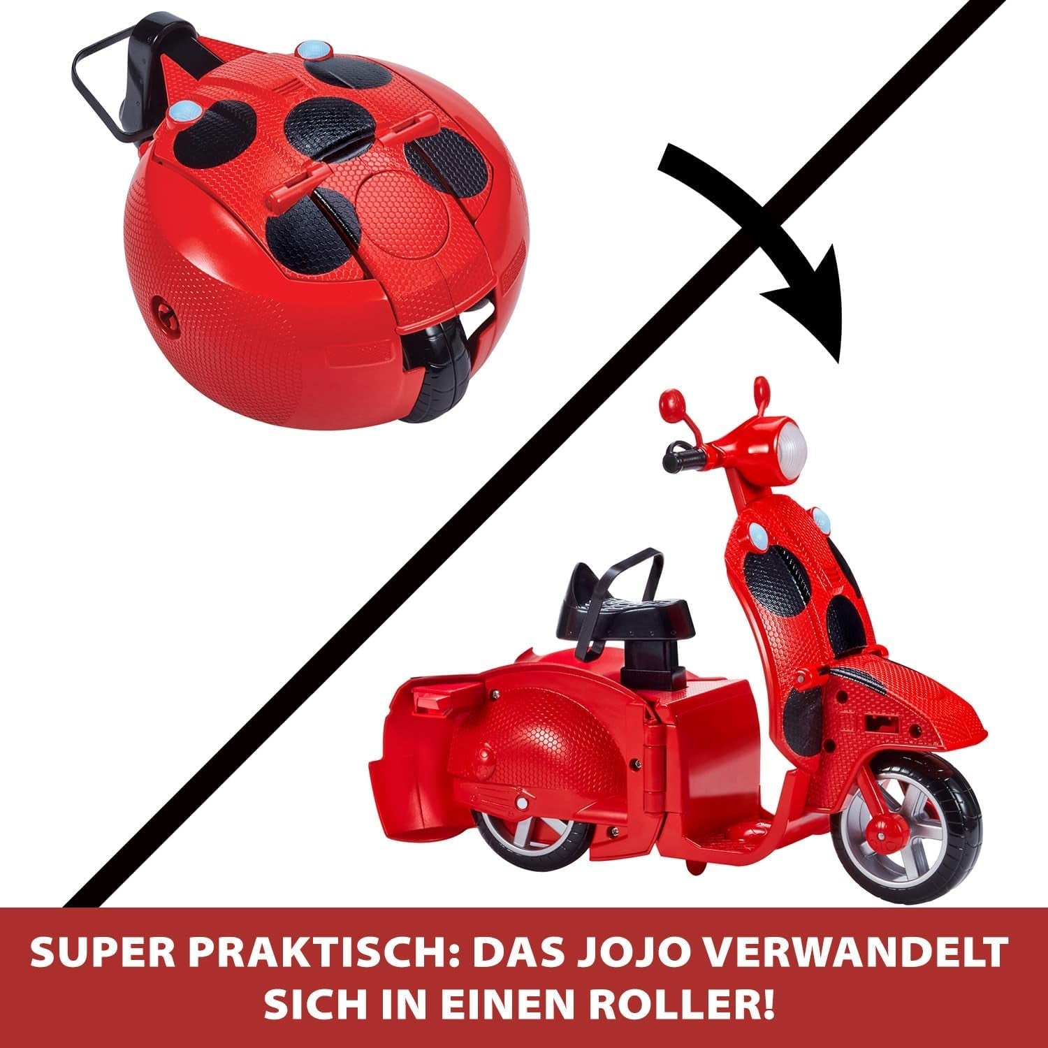 Bandai - Miraculous Ladybug - Scuter Miraculous Switch'n Go + păpușă articulată Ladybug Lucky Charm 26 cm - P50668
