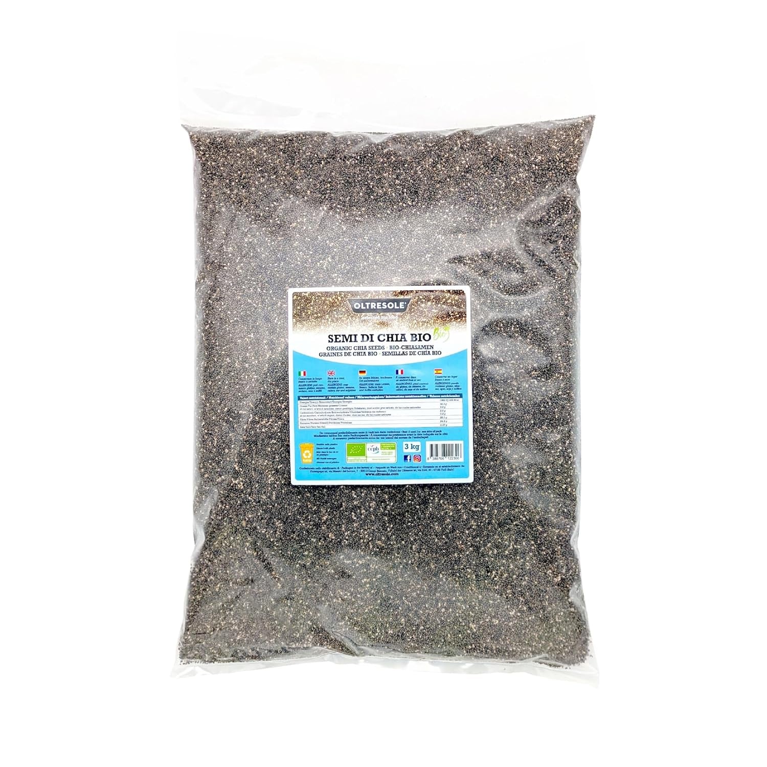 - Organiczne nasiona chia 3 kg - Organiczne surowe nasiona oleiste, źródło białka i błonnika, naturalnie bezglutenowe, idealne do sałatek lub wzbogaconych wypieków, wygodne opakowanie