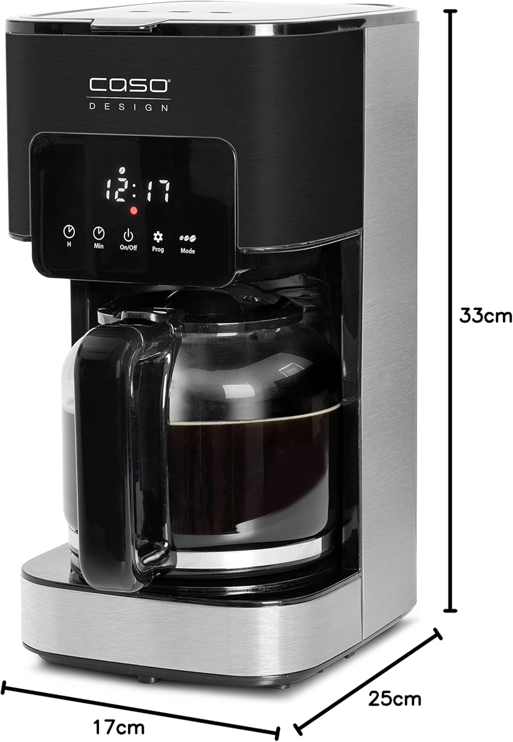 Espressor CASO Coffee Taste and Style cu filtru permanent, 1,5 l, temperatură optimă de preparare 92-96 °C, sistem anti-picurare, cap de preparare optimizat, oțel inoxidabil, 12 cești