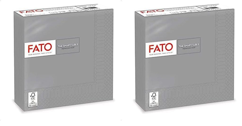 , Șervețele de hârtie de unică folosință, Ideale pentru prânzuri informale și bufete, Pachet de 50 șervețele, Dimensiune 33X33, Pliate în 4, 2 straturi, Gri, 100% hârtie din celuloză pură, certificat Fsc