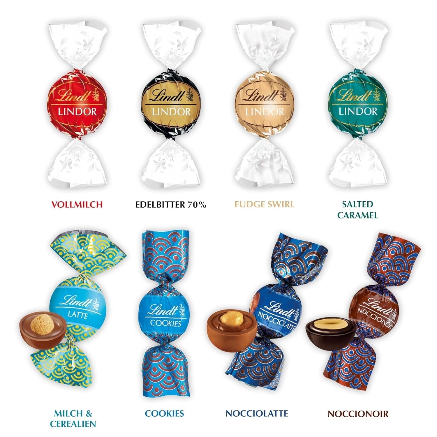Lindt Schokolade LINDOR Und ROULETTE Mischung | 1473 G| Kugeln Mit Zartschmelzender Füllung Sowie Köstliche | 8 Sortuj | Pralinengeschenk | Schokoladengeschenk | Großpackung Naty Sklep z cukierkami czekoladowymi
