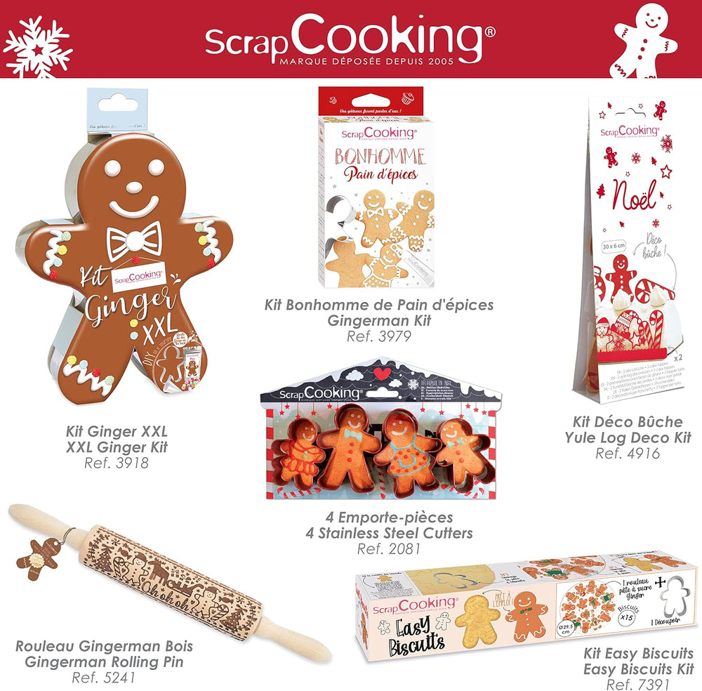 ScrapCooking - 4 Forme de Biscuiți Omuleț de Turtă Dulce - Forme de Biscuiți de Crăciun din Oțel Inoxidabil - Forme de Biscuiți Omuleț de Turtă Dulce - Accesorii de Coacere Design Tort - 2081