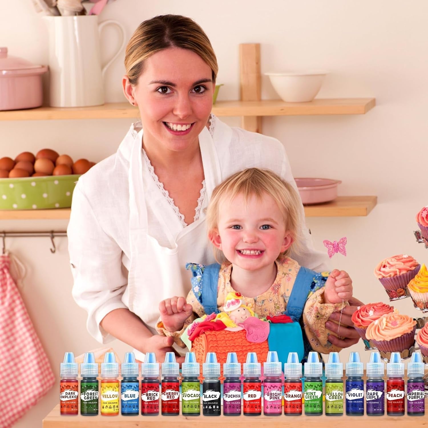 Colorant alimentar 18 culori x 6ml, colorant alimentar lichid pentru copt prăjituri, fursecuri, macaroane, băuturi, colorant alimentar foarte concentrat pentru ouă de Paște, slime DIY, obiecte de colorat artizanale