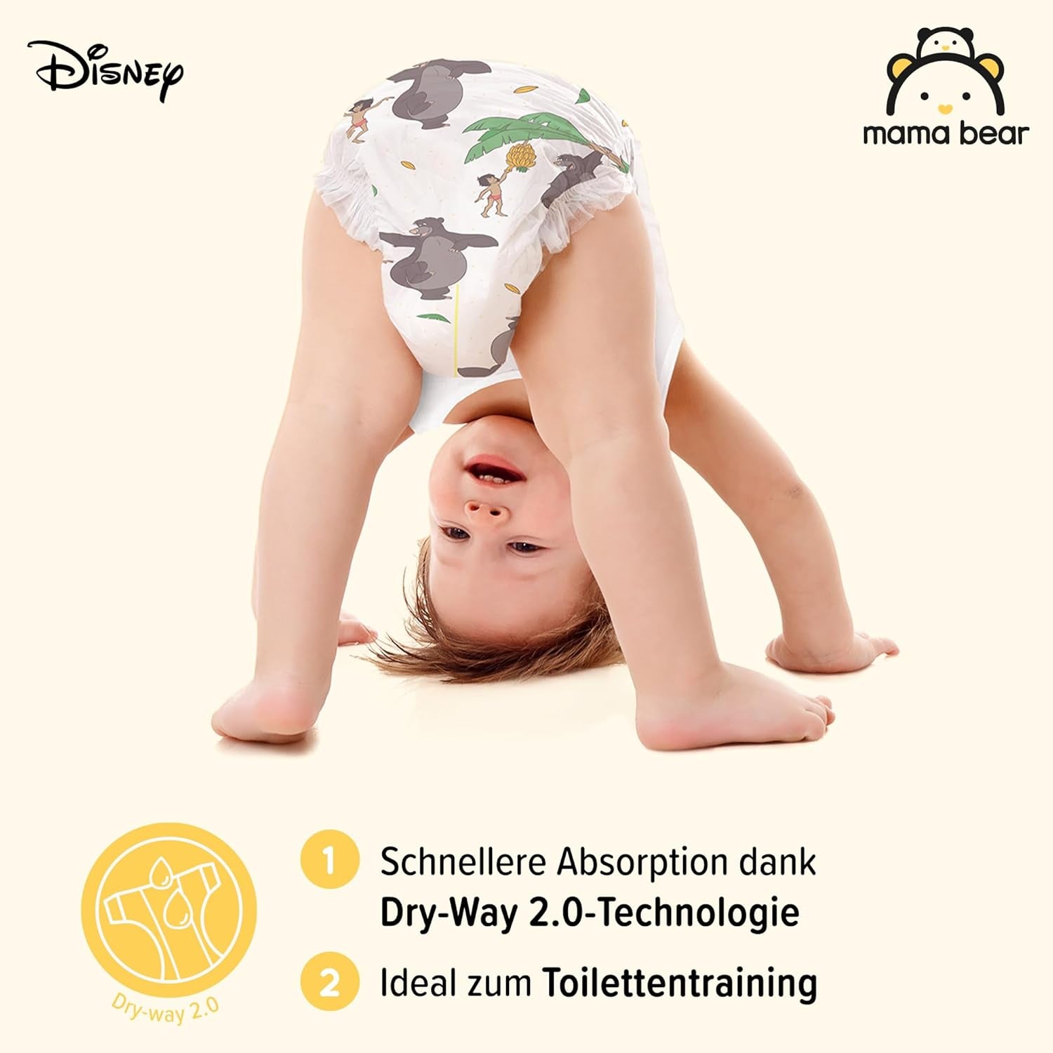 Marcă Amazon: Mama Bear Disney Mărimea 6 (15+ kg) – Pachet lunar, Alb, 120 de bucăți (2 pachete a câte 60)