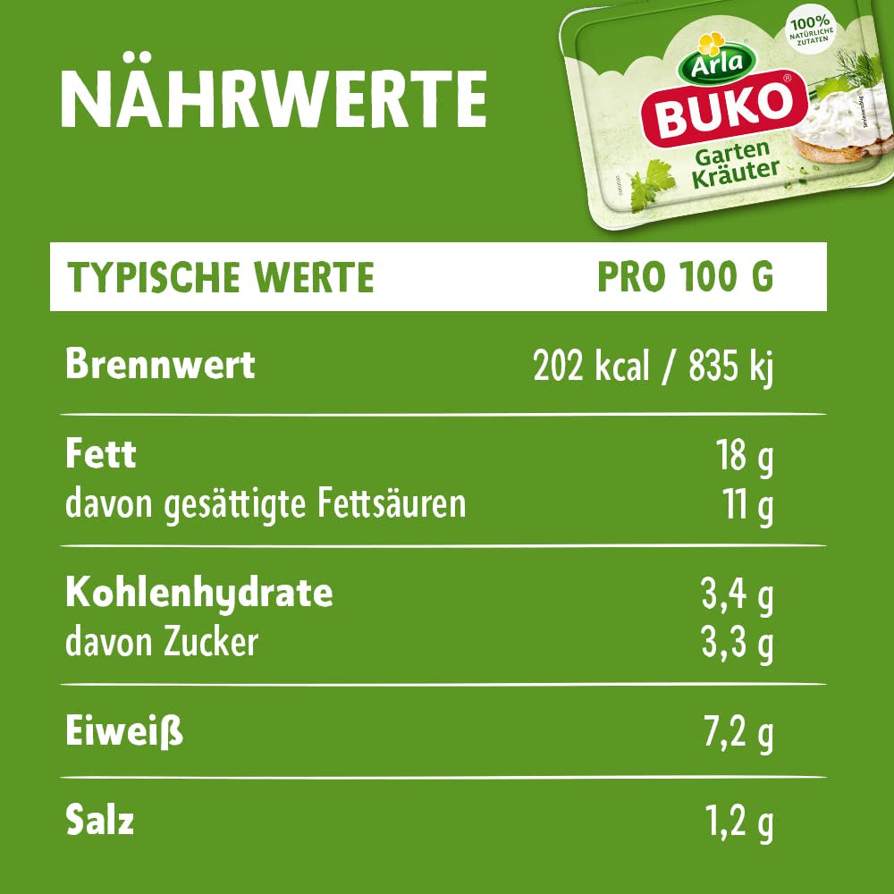 Gartenkräuter Frischkäse | 10x 200g | 100% naturalne składniki Ohne Konservierungsstoffe, Zagęszczacze i Gesmackverstärker