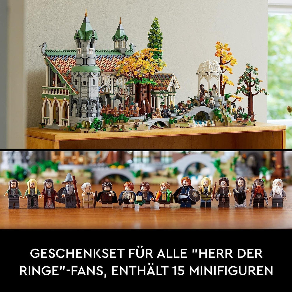 LEGO Icons Władca Pierścieni: Rivendell — kolekcja dla dorosłych i zestaw ekspozycyjny zawierający 15 unikalnych minifigurek, w tym Gandalfa, Legolasa, Aragorna i Froda, wyłącznie na Amazon — 10316 Zestawy do budowania Besuche den LEGO-Store