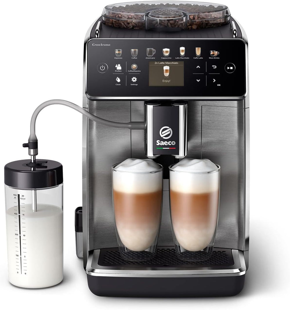 Espressor automat Saeco GranAroma – 14 specialități de cafea, afișaj color intuitiv, 4 profiluri de utilizator, râșniță ceramică, 1500 wați (SM6580/10)
