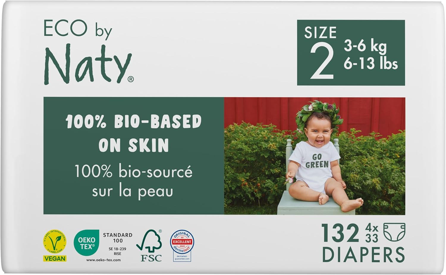 Eco Pieluchy Eco by Naty Baby Eco Diapers - pieluszki organiczne premium, ekologiczne, wykonane z materiałów pochodzenia roślinnego, idealne dla wrażliwej skóry dziecka (rozmiar 5 - 80 sztuk)