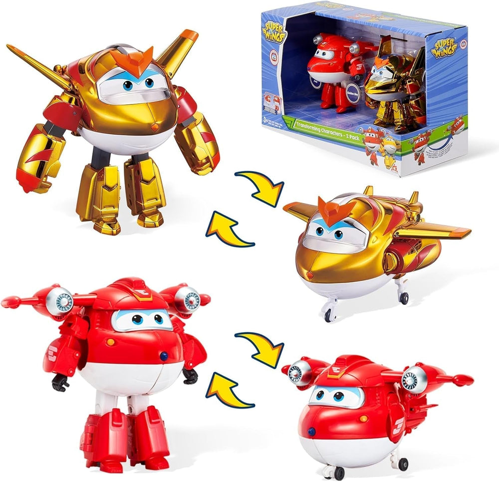 Auldey EU740283 Super Wings Transformator Rysunek JETT Supercharge 12 Cm, Kolorowe figurki Naty Shop Jett Golden Boy