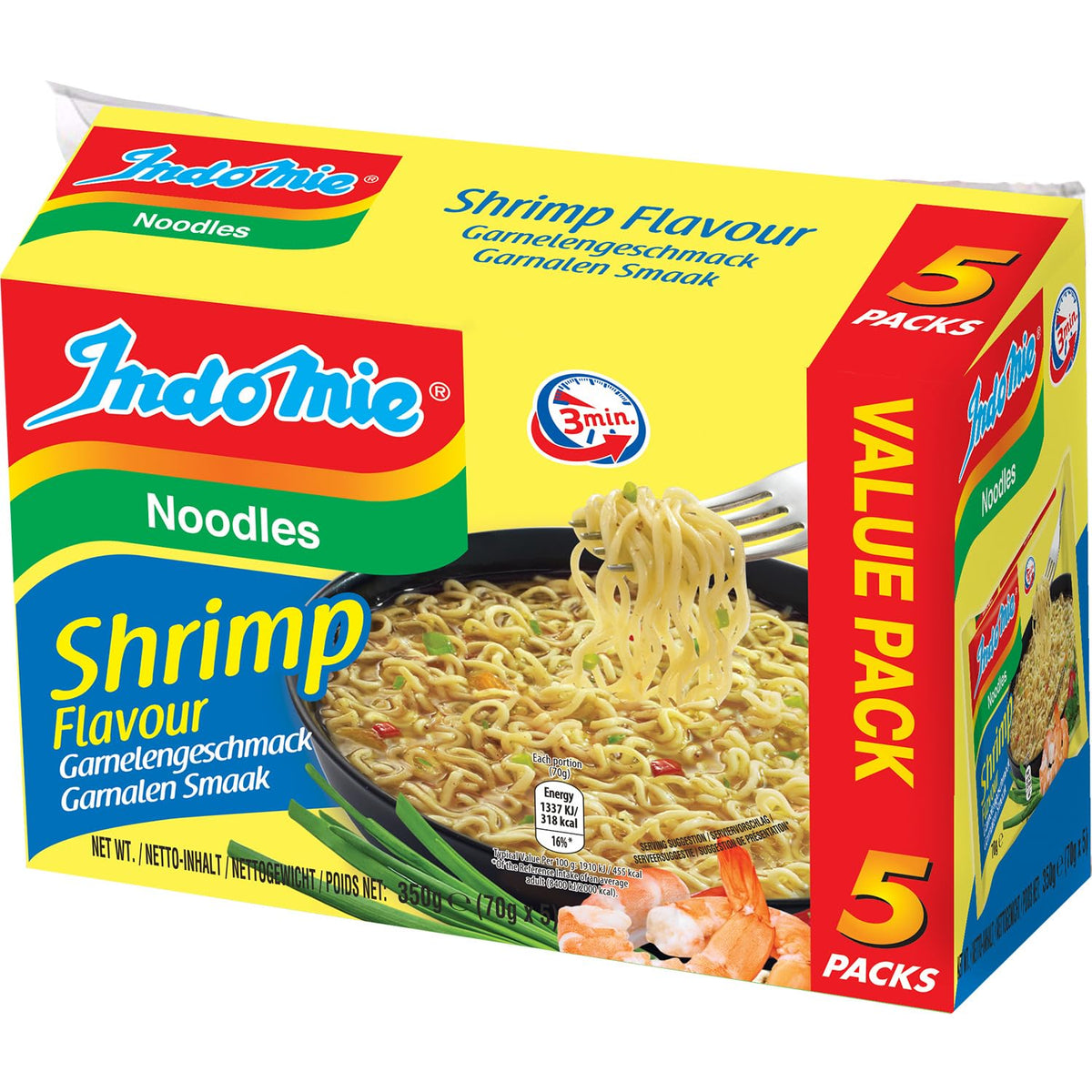INDOMIE - Makaron błyskawiczny z krewetkami, opakowanie 5 szt. - (1 x 5 x 70 g)