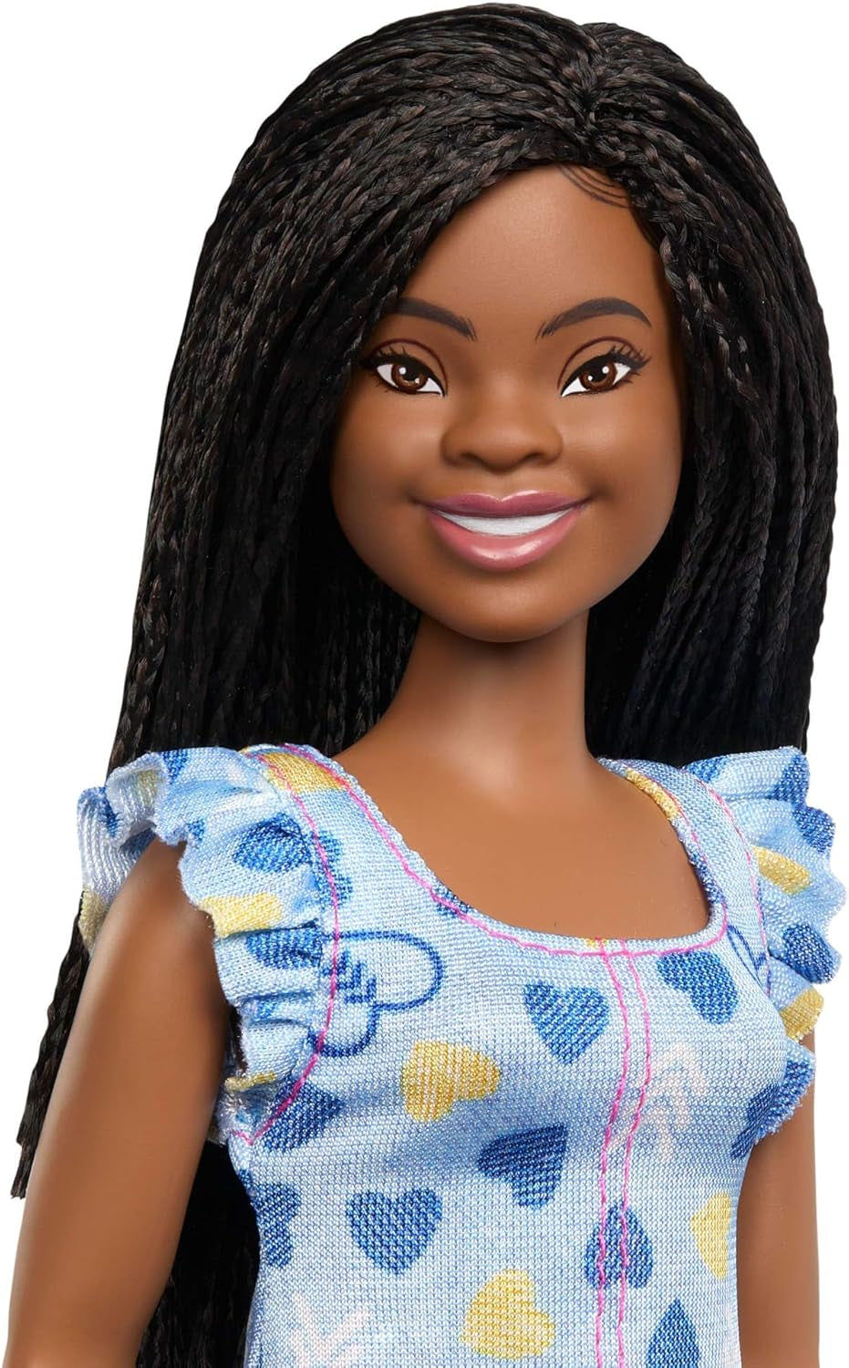 Lalka Barbie Fashionistas nr. 229 z zespołem Downa w sukience Heart, opracowanej we współpracy z Narodowym Towarzystwem Zespołu Downa, HYK14 Naty Shop Dolls