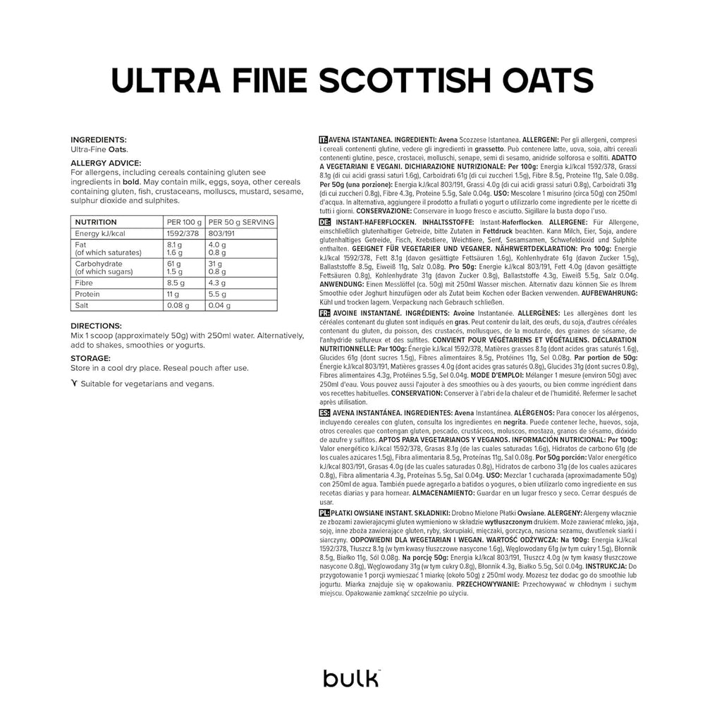 Płatki owsiane drobno mielone, sypkie, 2,5 kg, 50 porcji, opakowanie może się różnić