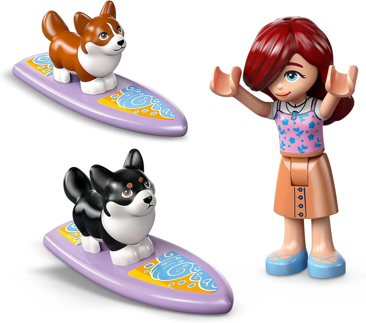 LEGO Friends Beach Adventure cu câini, jucărie de construcție pentru fete de la 6 ani, set de joacă pentru animale cu 2 minifigurine și 2 figuri Corgi, cadou pentru copii creativi, set de construcție de aventură cu placă de surf 42641 Seturi de constructie Besuche den LEGO-Store